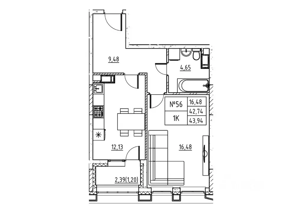 1-к кв. Московская область, Дубна ул. Понтекорво (45.14 м) - Фото 1