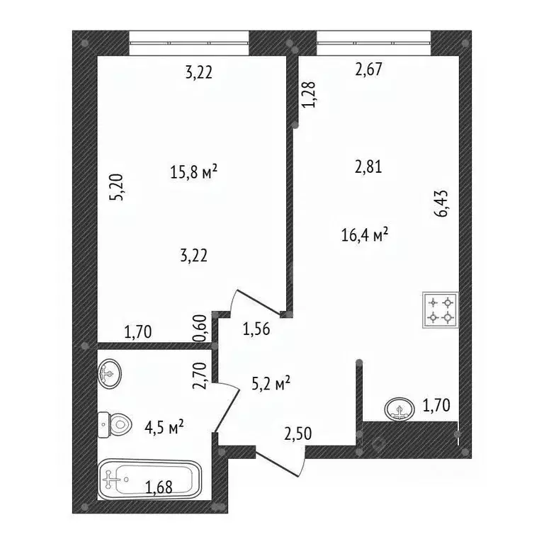 2-к кв. Башкортостан, Уфа ул. Рудольфа Нуреева, 5 (41.9 м) - Фото 1