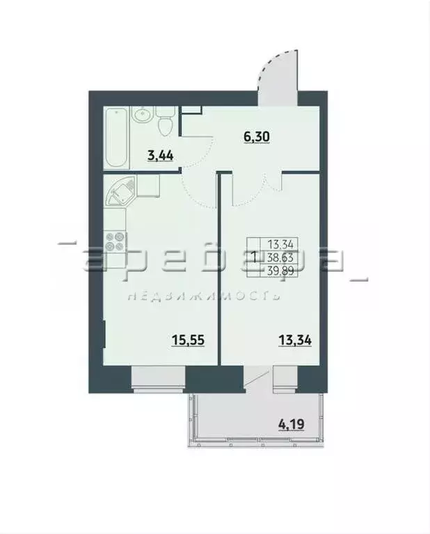 1-комнатная квартира: Красноярск, улица Светлова, 1с2/1 (40 м) - Фото 0