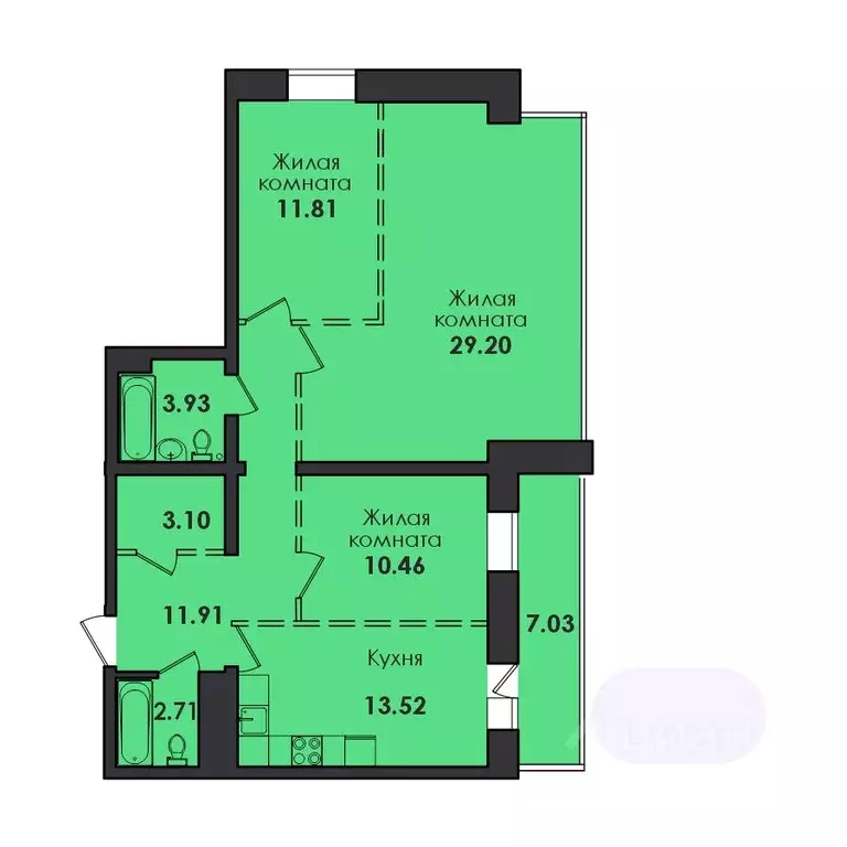 3-к кв. Иркутская область, Иркутск ул. Якоби, 6 (93.45 м) - Фото 0