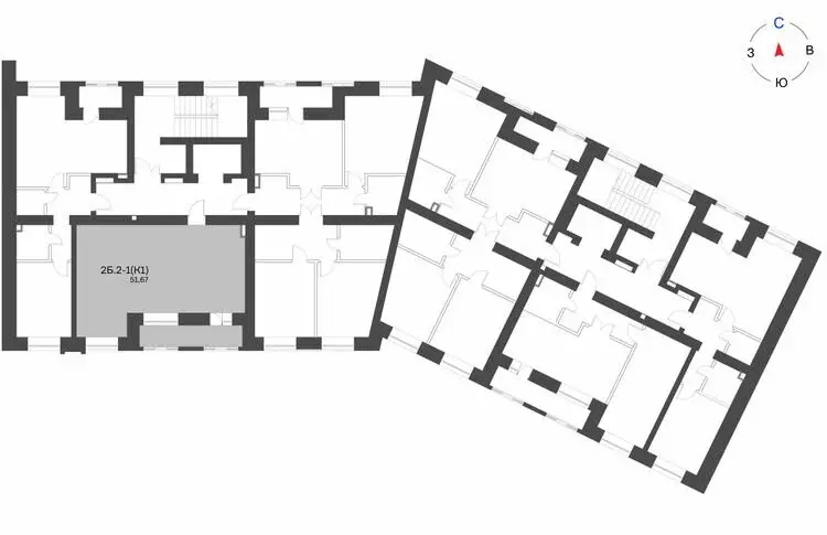 2-комнатная квартира: Нижнекамск, 15-й микрорайон, ЖК Калина (51.67 м) - Фото 1