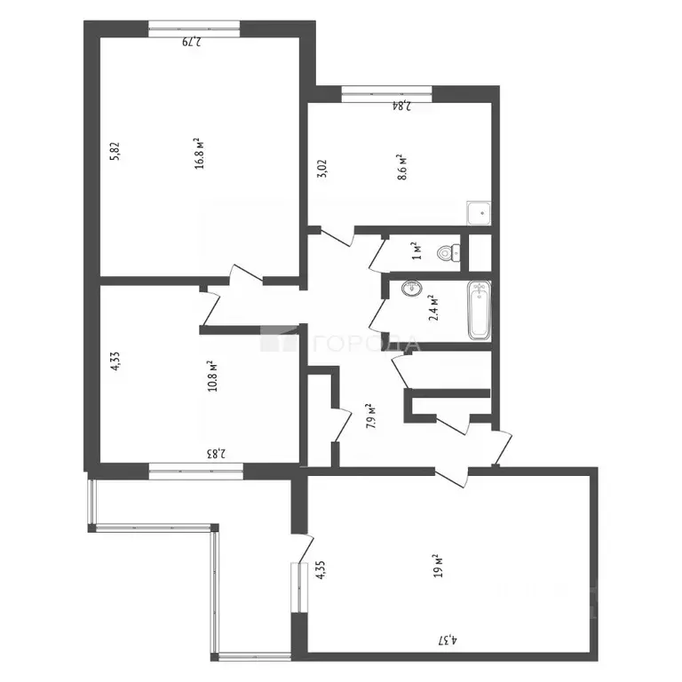 3-к кв. Алтайский край, Барнаул Балтийская ул., 55 (70.3 м) - Фото 2