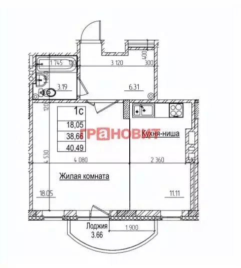 1-к кв. Новосибирская область, Новосибирск ул. Дуси Ковальчук, 242 ... - Фото 1