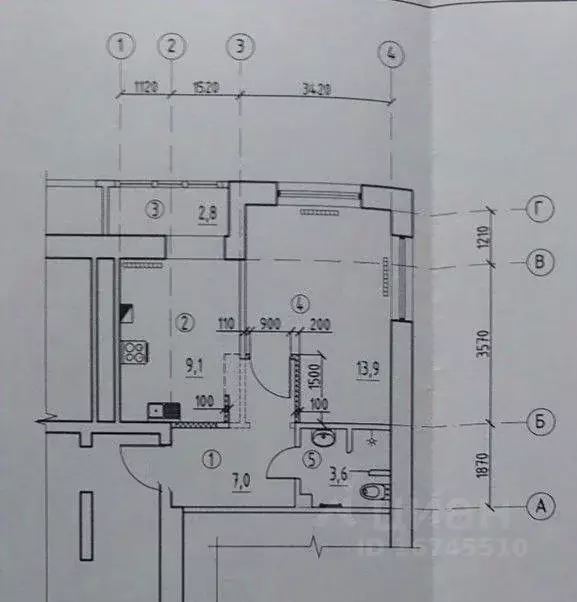 1-к кв. Калининградская область, Калининград ул. Аксакова, 123 (34.0 ... - Фото 1