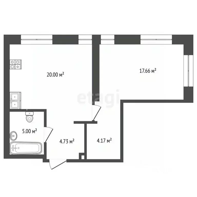 1-к кв. Тюменская область, Тюмень ул. Тимофея Чаркова, 93 (53.0 м) - Фото 2
