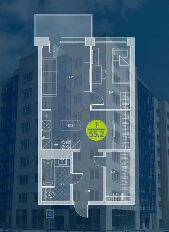 1-к кв. Хакасия, Абакан ул. Генерала Тихонова, 14 (55.2 м) - Фото 2