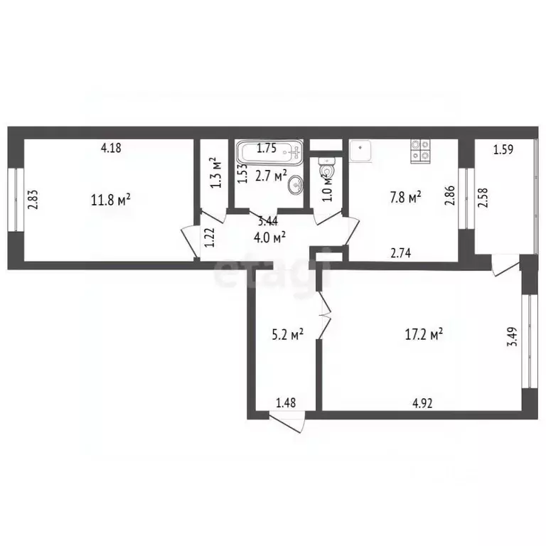 2-к кв. Калининградская область, Калининград Чкаловск мкр, ул. ... - Фото 2