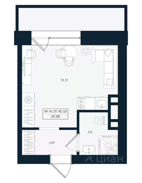 Студия Ленинградская область, Выборгский район, Рощино пгт ул. ... - Фото 1
