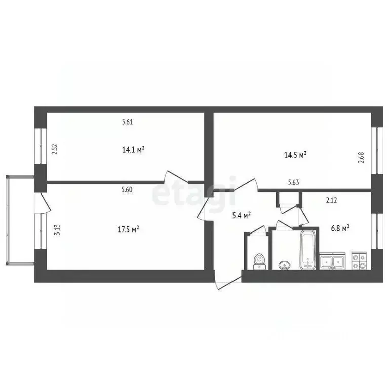 3-к кв. Ярославская область, Данилов ул. Шарохина, 22 (62.2 м) - Фото 1
