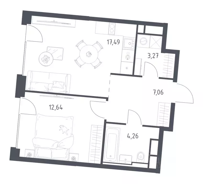 1-к кв. Москва Квартал на воде жилой комплекс, к5 (44.72 м) - Фото 1