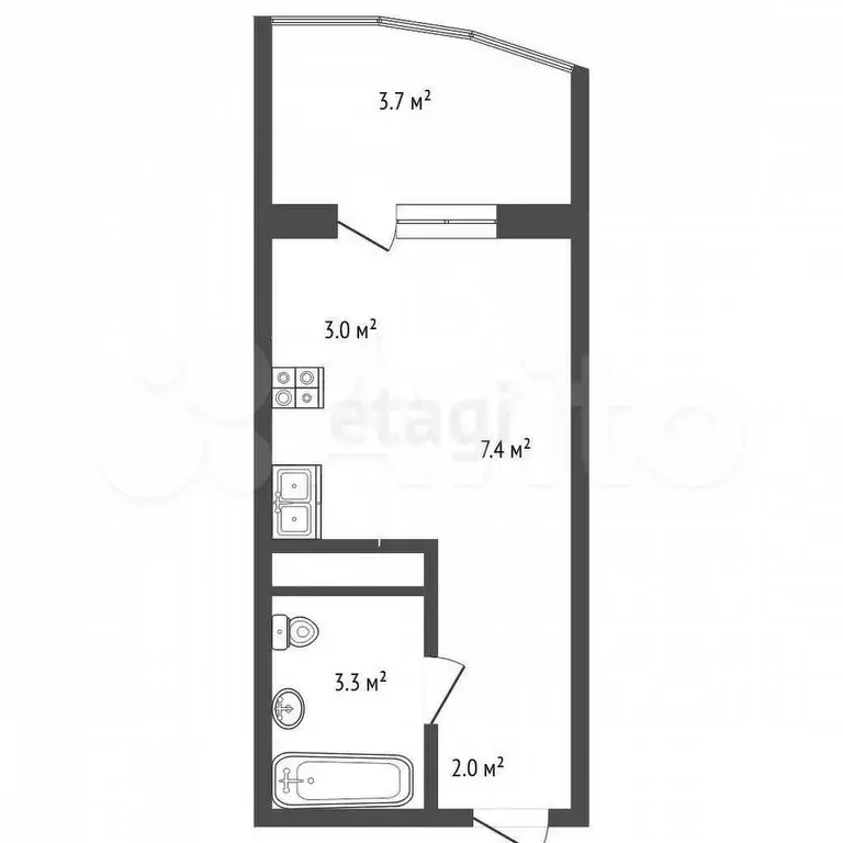 Квартира-студия, 18 м, 9/16 эт. - Фото 0