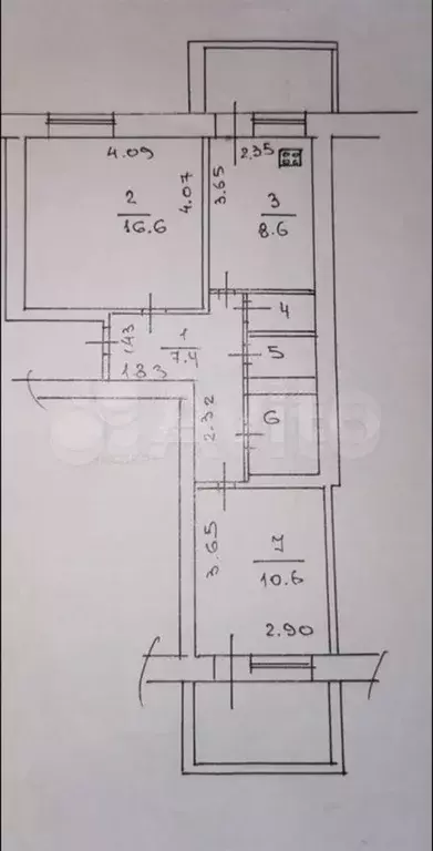 2-к. квартира, 53 м, 3/6 эт. - Фото 0