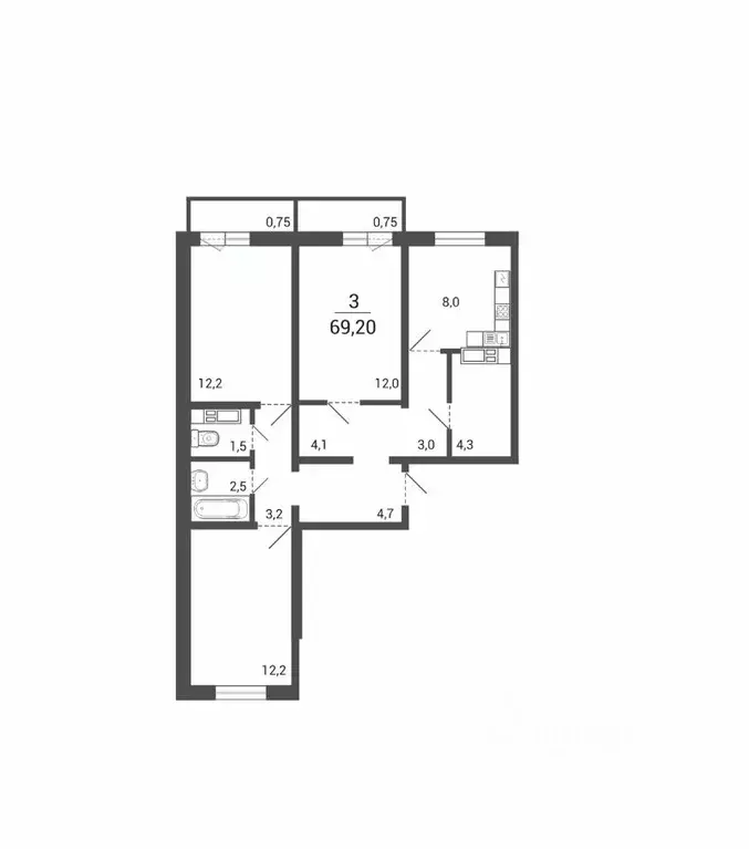 3-к кв. Курганская область, Курган Заозерный жилрайон, 16-й мкр,  ... - Фото 1