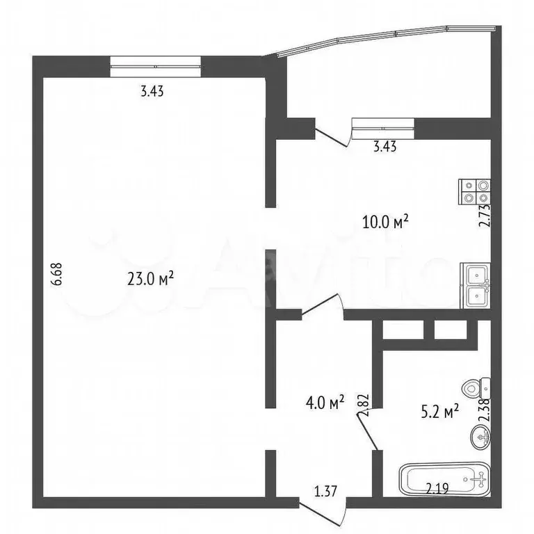 1-к. квартира, 41 м, 2/15 эт. - Фото 1