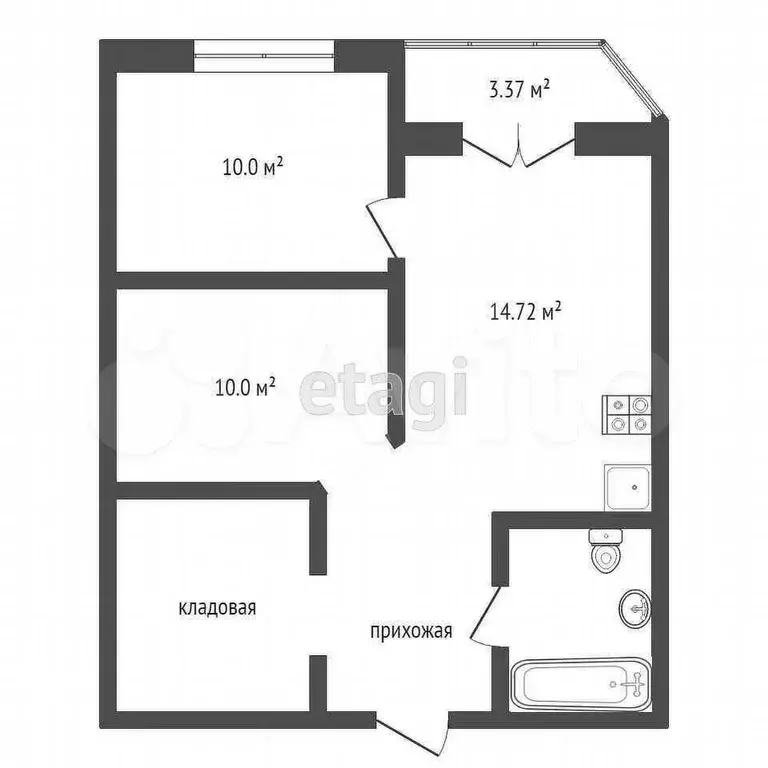 2-к. квартира, 49,1 м, 6/7 эт. - Фото 0