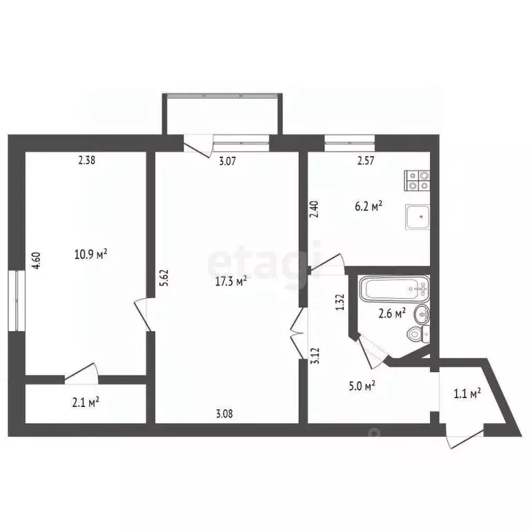 2-к кв. Севастополь ул. Истомина, 16А (45.2 м) - Фото 1