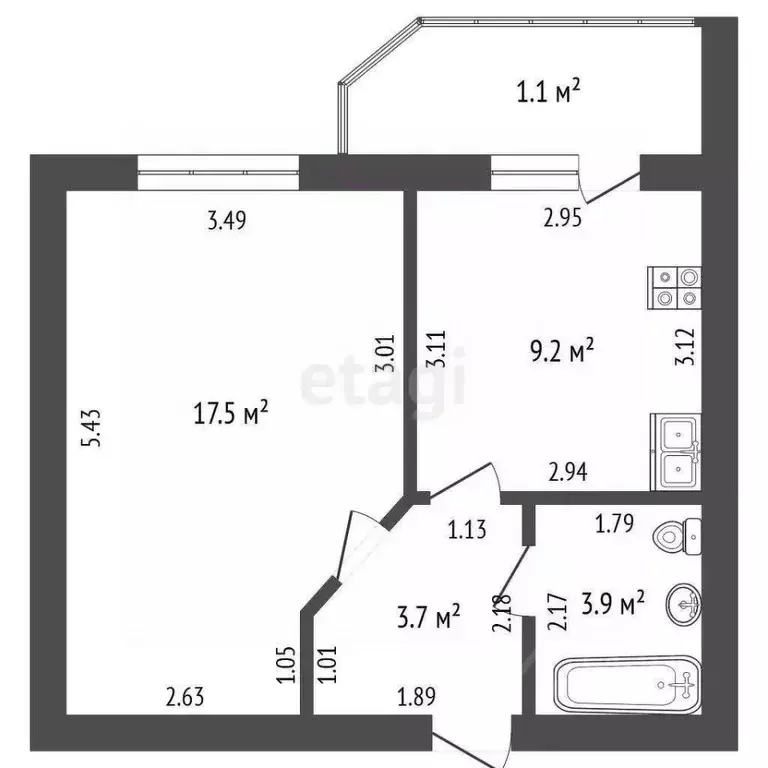 1-к кв. Мордовия, Саранск ул. Девятаева, 6 (34.4 м) - Фото 2