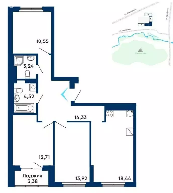 3-комнатная квартира: Екатеринбург, Походная улица, 12 (79.43 м) - Фото 0