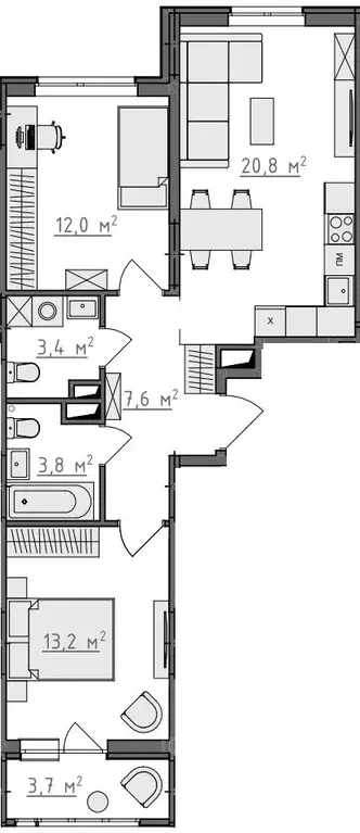 2-к кв. Владимирская область, Владимир Сновицы-Веризино мкр,  (62.65 ... - Фото 2
