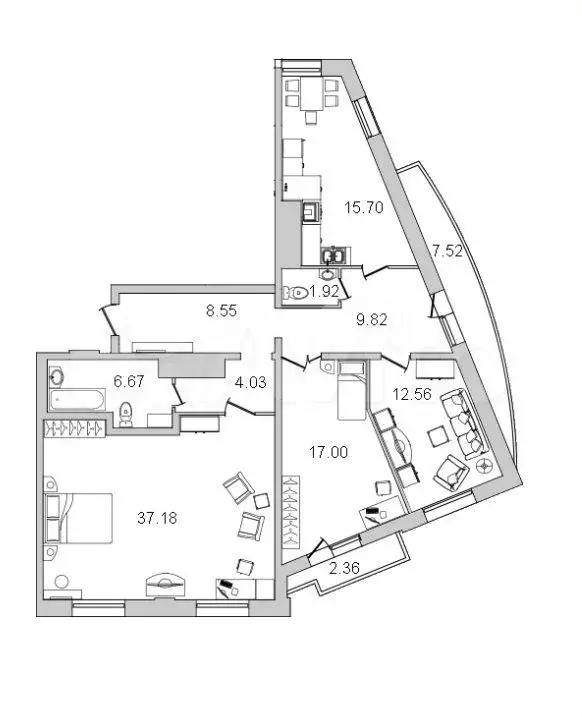 3-к. квартира, 116 м, 25/25 эт. - Фото 0