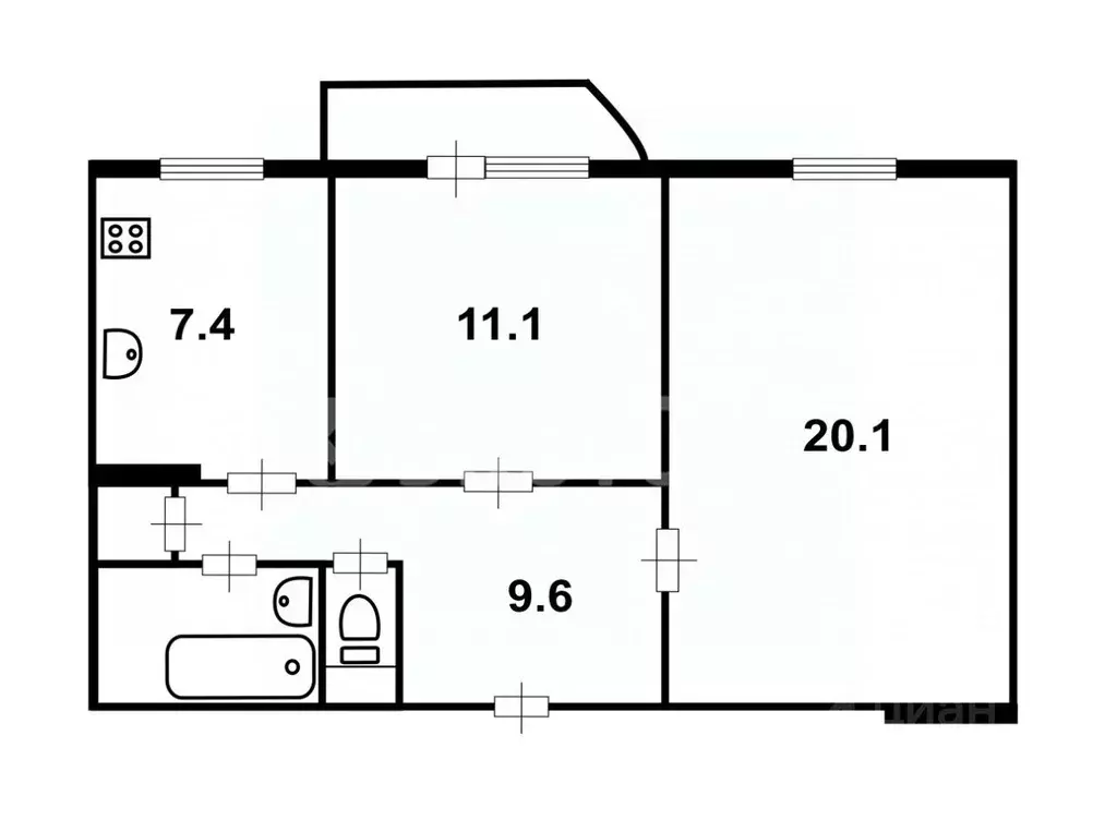 2-к кв. Санкт-Петербург просп. Авиаконструкторов, 17К1 (52.2 м) - Фото 1
