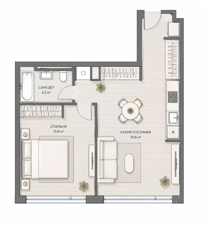 2-к кв. Москва Краснопресненская наб., 14Ак3 (50.0 м) - Фото 2