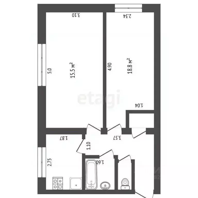 2-к кв. Московская область, Воскресенск городской округ, Хорлово пгт ... - Фото 2