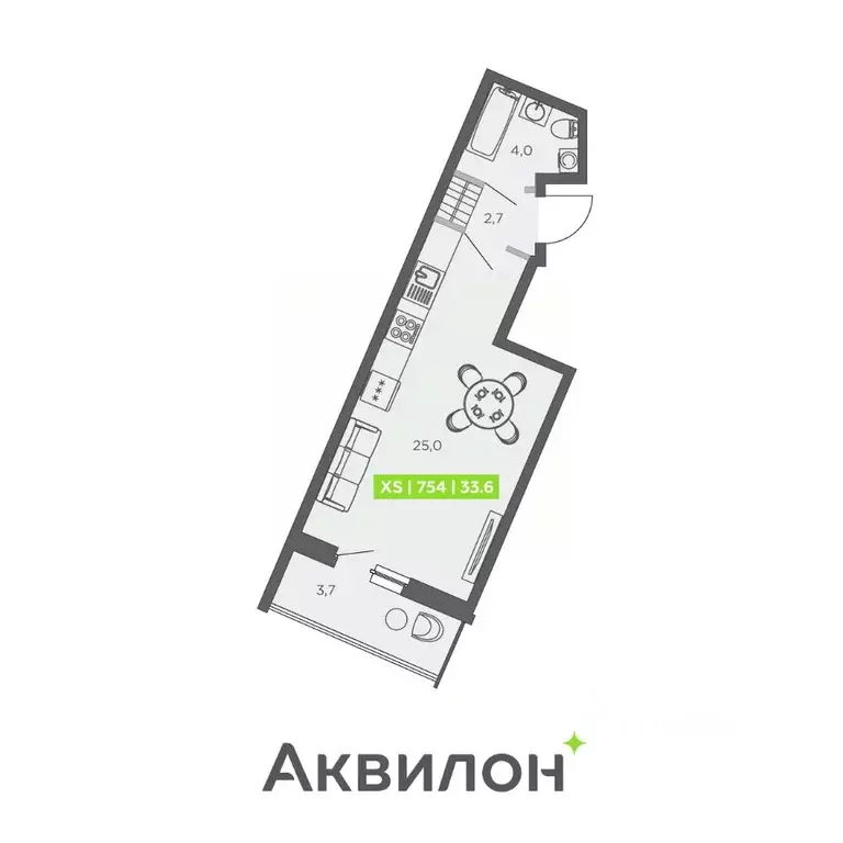 Студия Санкт-Петербург ул. Чирикова, 5 (33.6 м) - Фото 0