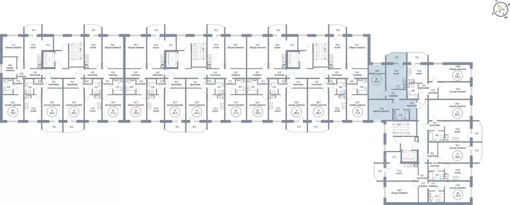 2-к кв. Ханты-Мансийский АО, Нефтеюганск 6-й мкр, 17 (68.3 м) - Фото 2