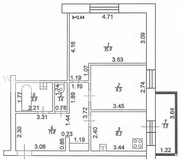 2-к кв. Татарстан, Казань ул. Сибгата Хакима, 44 (51.0 м) - Фото 2