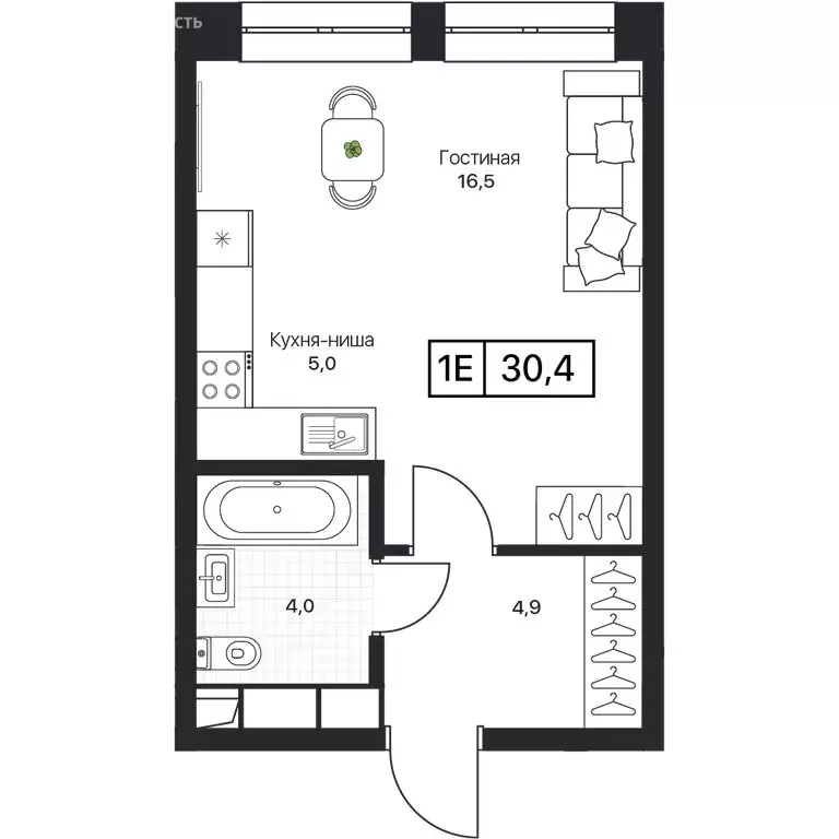 Квартира-студия: Пушкино, ЖК Пушкино Град (30.4 м) - Фото 1