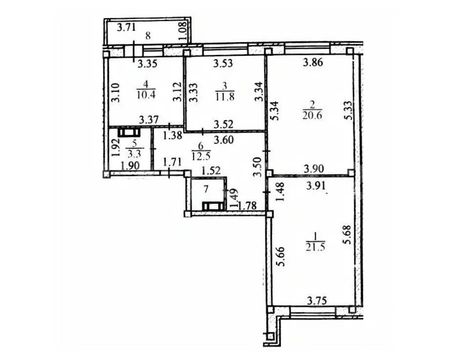 3-к кв. Чувашия, Чебоксары ул. П.В. Дементьева, 12 (85.7 м) - Фото 2