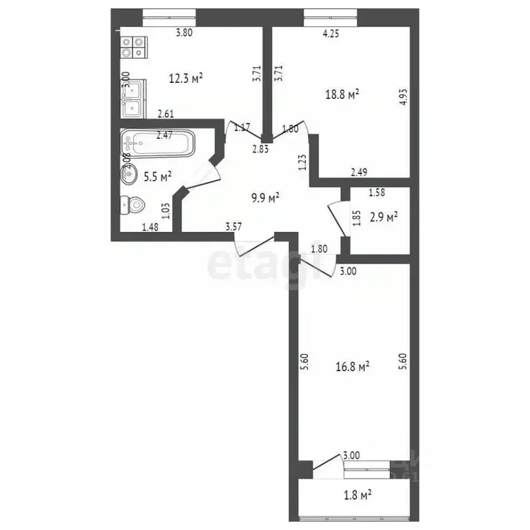 2-к кв. Мордовия, Саранск Республиканская ул., 34 (66.2 м) - Фото 0