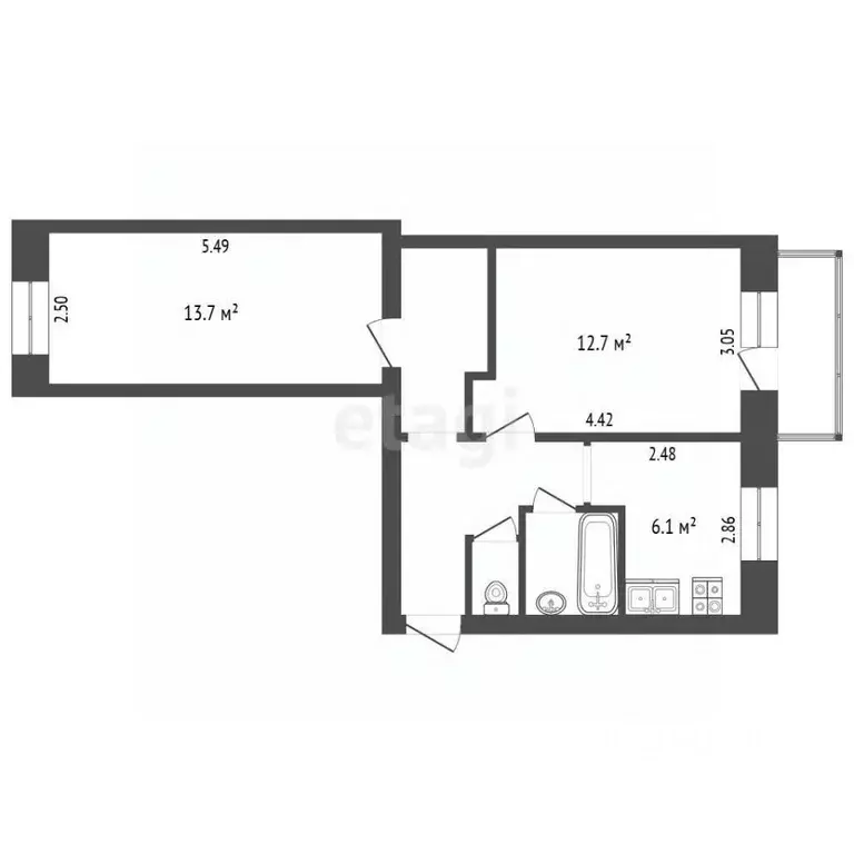 2-к кв. Ярославская область, Рыбинск ул. Сурикова, 5 (44.9 м) - Фото 2
