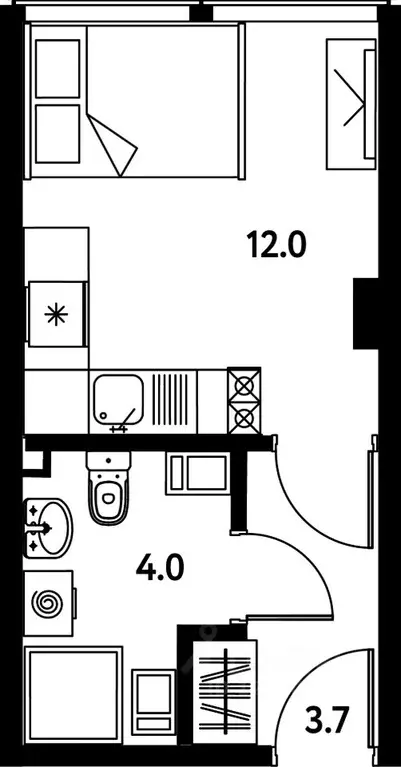 Студия Санкт-Петербург Московский просп., 115В (19.7 м) - Фото 0