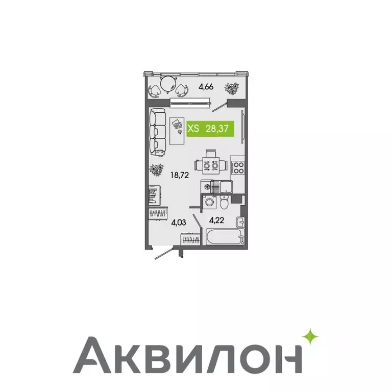 Студия Архангельская область, Северодвинск Аквилон Севен жилой ... - Фото 0