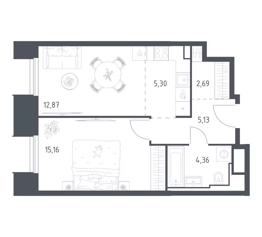1-комнатная квартира: Красногорск, жилой комплекс Спутник, 19 (45.51 ... - Фото 1