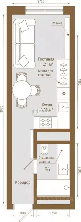Студия Башкортостан, Уфа просп. Октября, 75 (21.3 м) - Фото 2