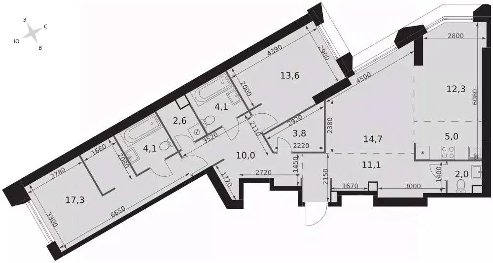 3-к кв. Москва ул. Академика Волгина, 2К1 (100.6 м) - Фото 1