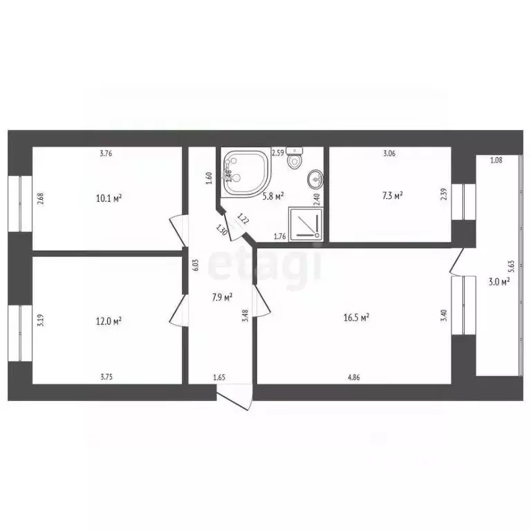 3-к кв. Забайкальский край, Чита Новобульварная ул., 98 (62.6 м) - Фото 1