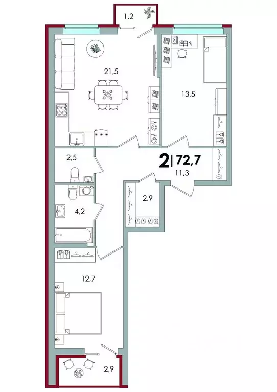 2-к кв. Тверская область, Тверь Южный мкр,  (72.7 м) - Фото 0