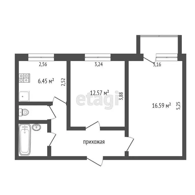 2-комнатная квартира: Тобольск, 10-й микрорайон, 7 (45 м) - Фото 0