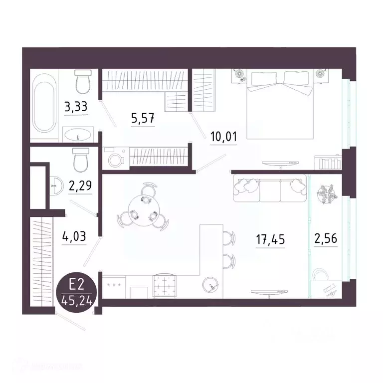 1-к кв. Рязанская область, Рязань Московское ш. (45.24 м) - Фото 1