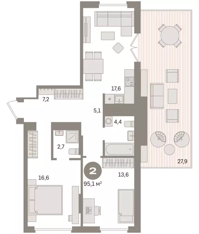 2-комнатная квартира: Екатеринбург, улица Академика Ландау, 7 (95.1 м) - Фото 1