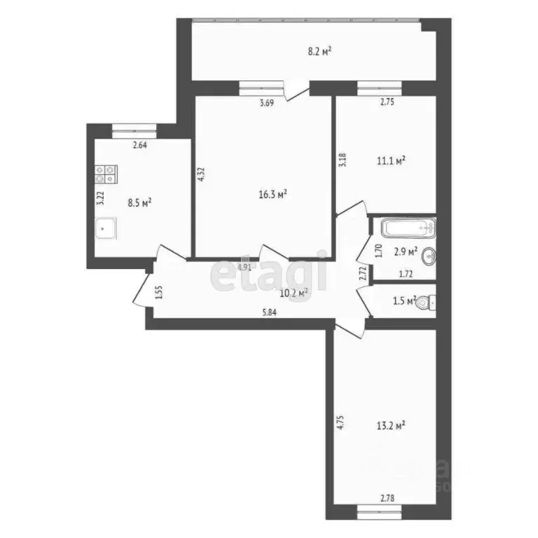 3-к кв. Самарская область, Самара ул. Советской Армии, 271А (61.1 м) - Фото 2