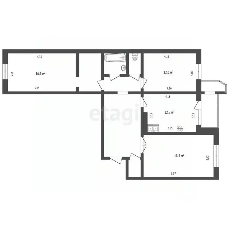 3-к кв. Белгородская область, Белгород Славянская ул., 15 (96.0 м) - Фото 1