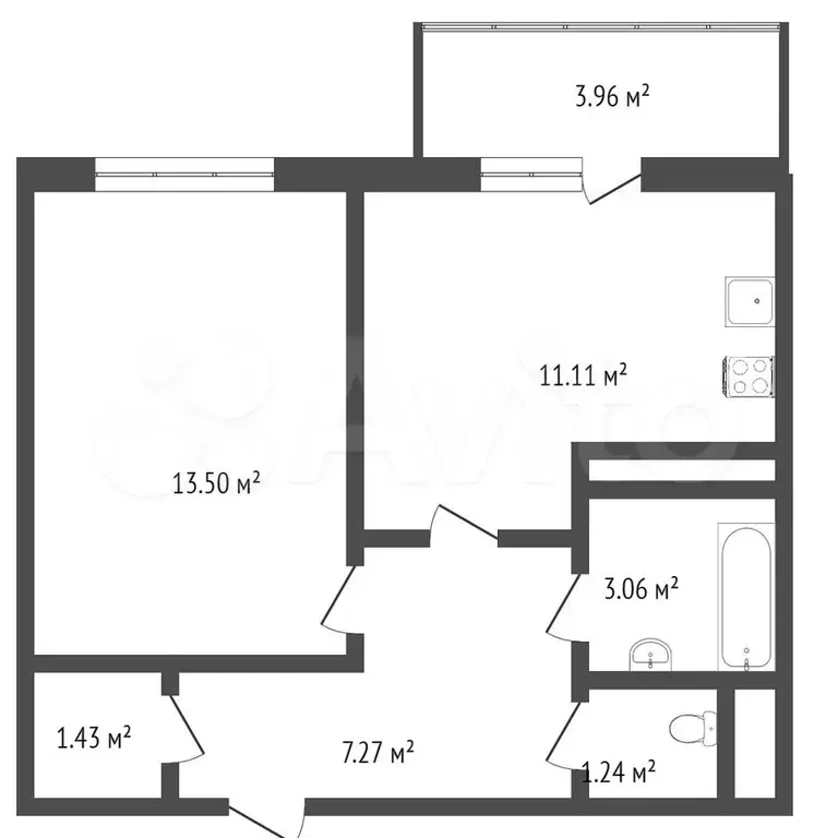 1-к. квартира, 35,1 м, 6/9 эт. - Фото 0