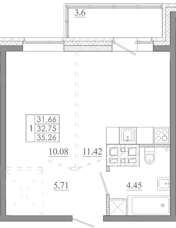 1-комнатная квартира: Иркутск, улица Баумана, 271/2 (35.26 м) - Фото 1