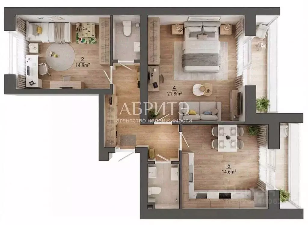 2-к кв. Липецкая область, Липецк ул. А.Г. Стаханова, 69 (68.4 м) - Фото 2