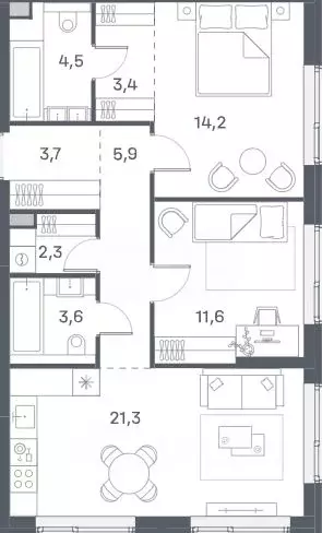 3-к кв. Москва Южнопортовая ул., 42С5 (70.5 м) - Фото 1